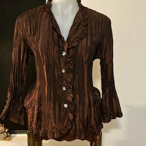 Romantic steam punk blazer with sparking buttons Pleated taffeta by Carrie Allen